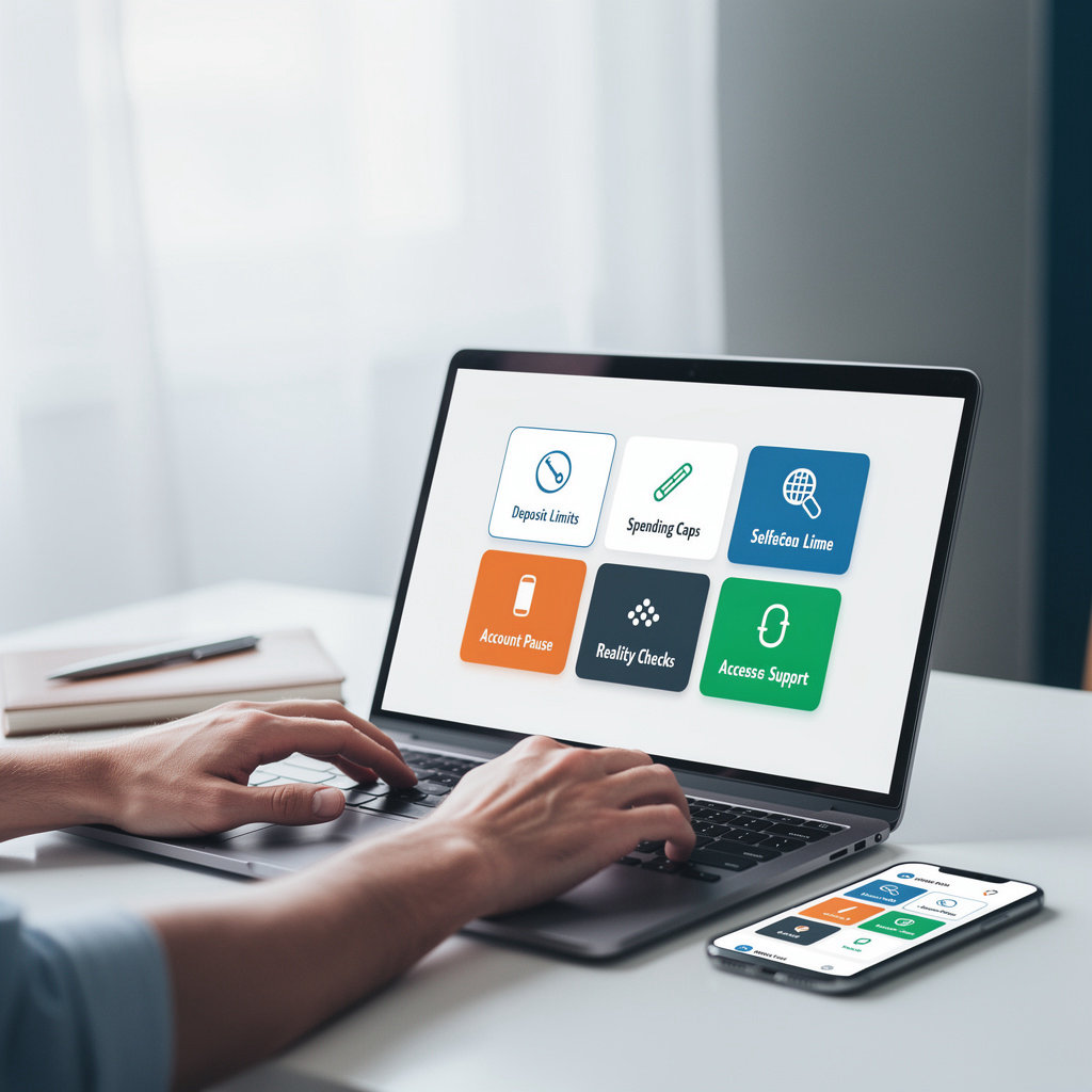Online Ludo Game Live player protection tools dashboard showing deposit limits, session controls, and responsible gaming features